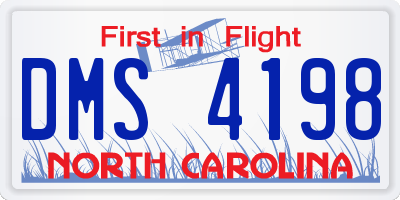 NC license plate DMS4198