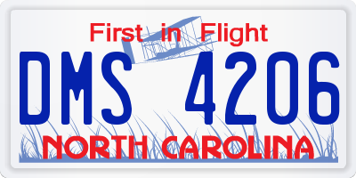 NC license plate DMS4206