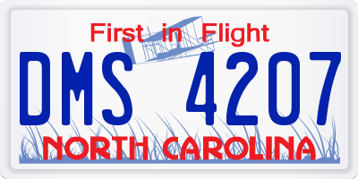 NC license plate DMS4207