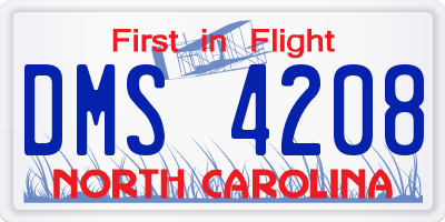 NC license plate DMS4208