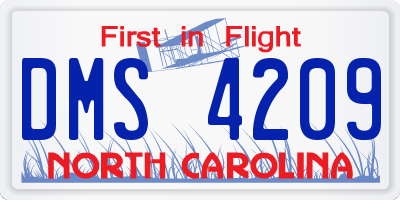 NC license plate DMS4209