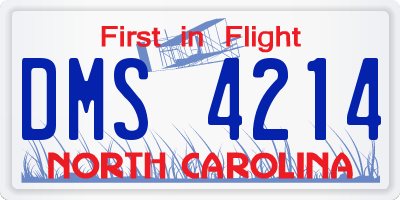 NC license plate DMS4214