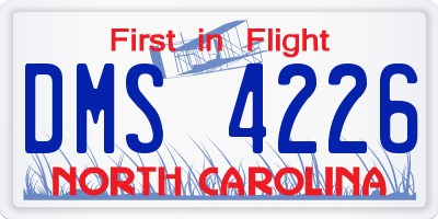 NC license plate DMS4226