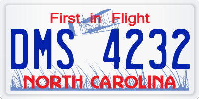 NC license plate DMS4232