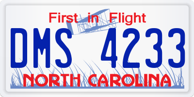 NC license plate DMS4233