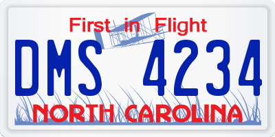 NC license plate DMS4234