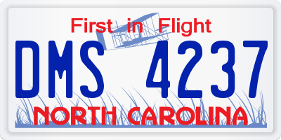 NC license plate DMS4237