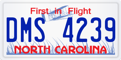NC license plate DMS4239