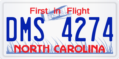 NC license plate DMS4274