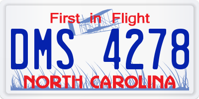 NC license plate DMS4278