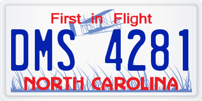 NC license plate DMS4281