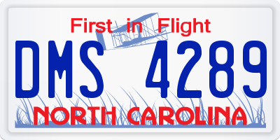 NC license plate DMS4289