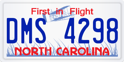 NC license plate DMS4298