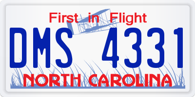 NC license plate DMS4331