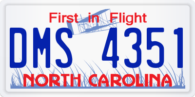 NC license plate DMS4351