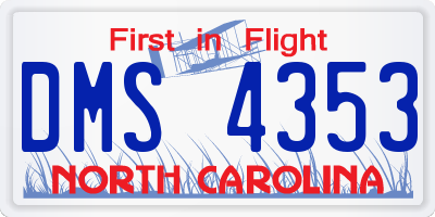 NC license plate DMS4353
