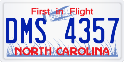 NC license plate DMS4357