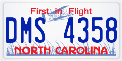 NC license plate DMS4358