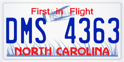NC license plate DMS4363