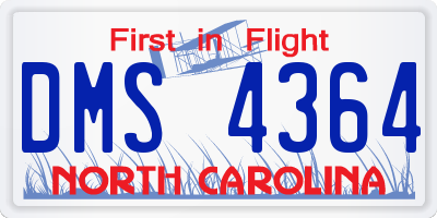 NC license plate DMS4364