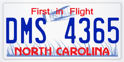 NC license plate DMS4365