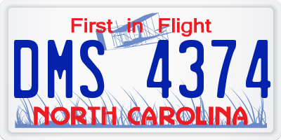 NC license plate DMS4374