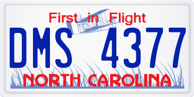NC license plate DMS4377