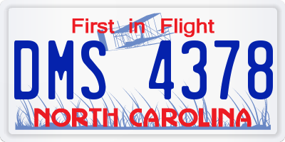 NC license plate DMS4378