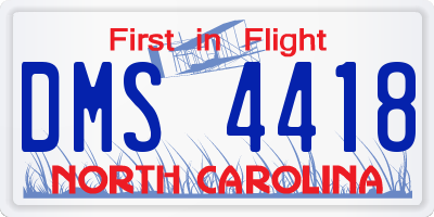 NC license plate DMS4418