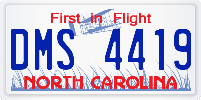 NC license plate DMS4419