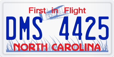 NC license plate DMS4425