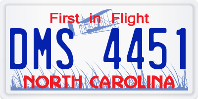 NC license plate DMS4451