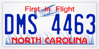 NC license plate DMS4463