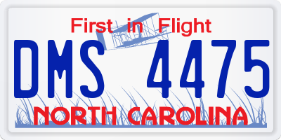 NC license plate DMS4475