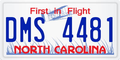 NC license plate DMS4481