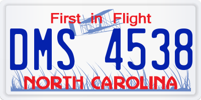 NC license plate DMS4538