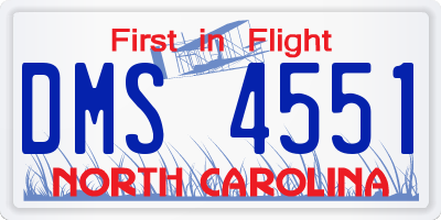 NC license plate DMS4551