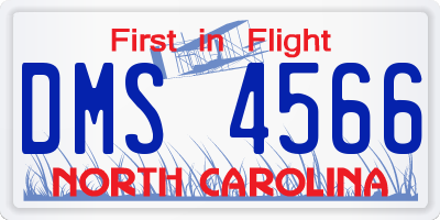 NC license plate DMS4566