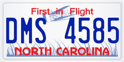 NC license plate DMS4585