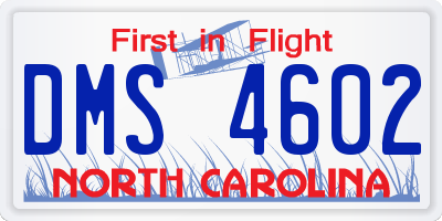 NC license plate DMS4602