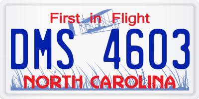 NC license plate DMS4603