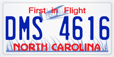 NC license plate DMS4616