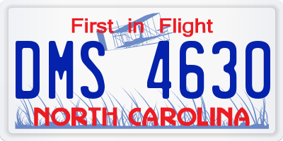 NC license plate DMS4630