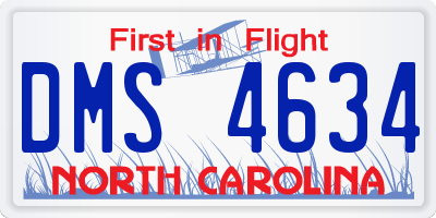 NC license plate DMS4634
