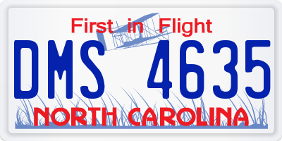 NC license plate DMS4635