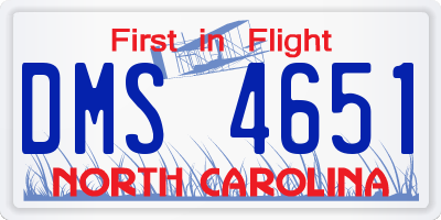 NC license plate DMS4651