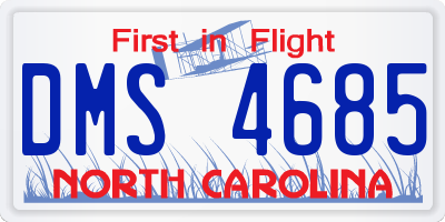 NC license plate DMS4685
