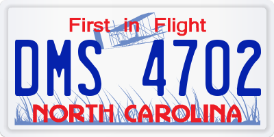 NC license plate DMS4702
