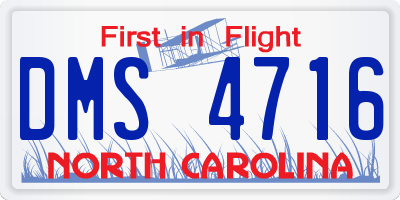 NC license plate DMS4716