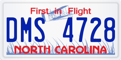 NC license plate DMS4728